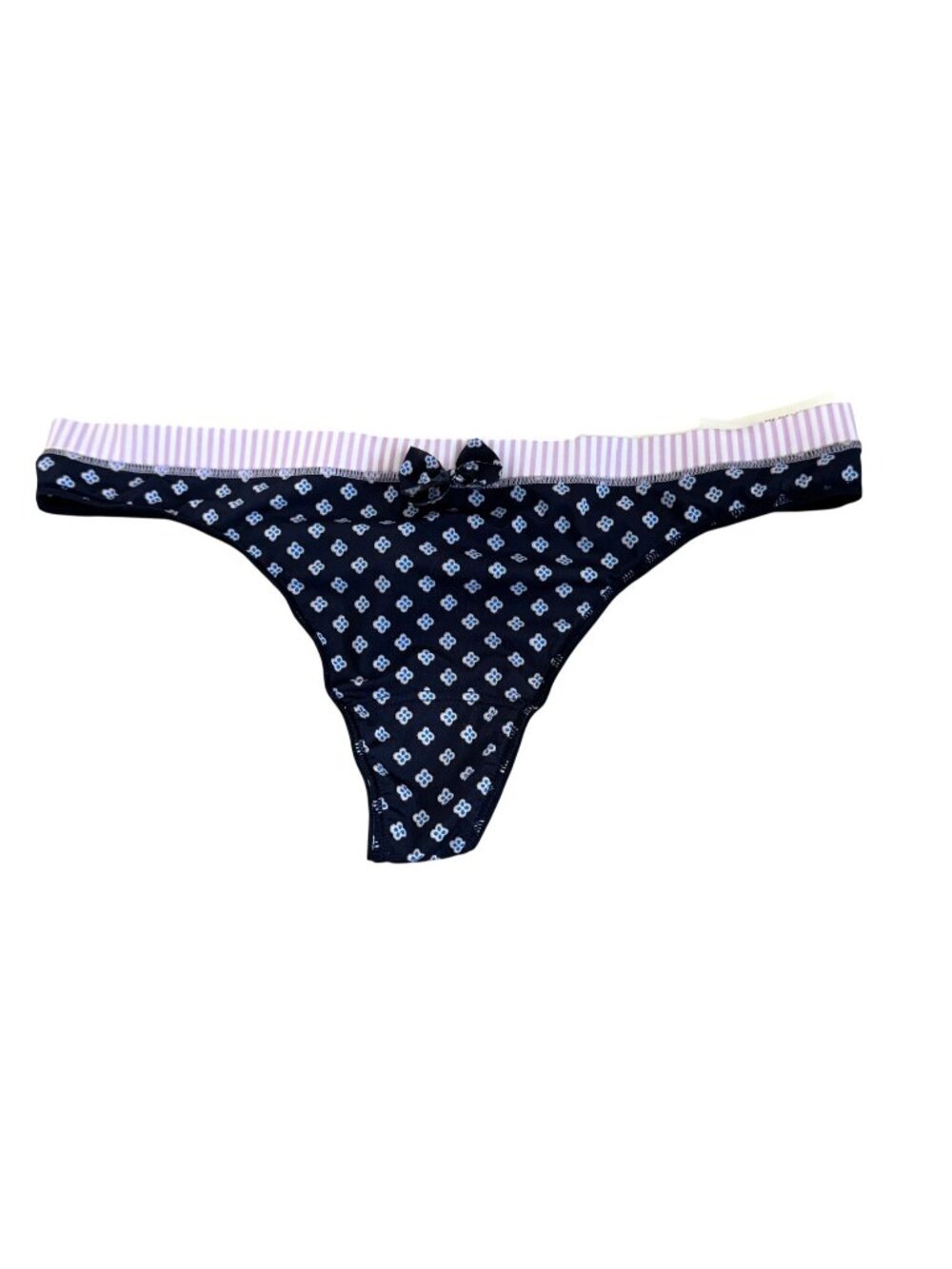 Gilly Hicks Down Undies Thong Panties Floral Striped Silky Women's Size Medium M